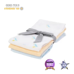 Kiki And Sebby PUFFIN 100% Cotton Muslin Swaddle Blankets – 3 Pack