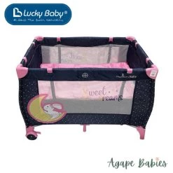 Lucky Baby S11 Premium Travel Playpen + Canopy - Pink