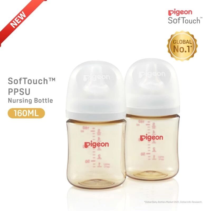 Pigeon SofTouchâ„¢ PPSU Nursing Bottle - Twin Pack 160ml