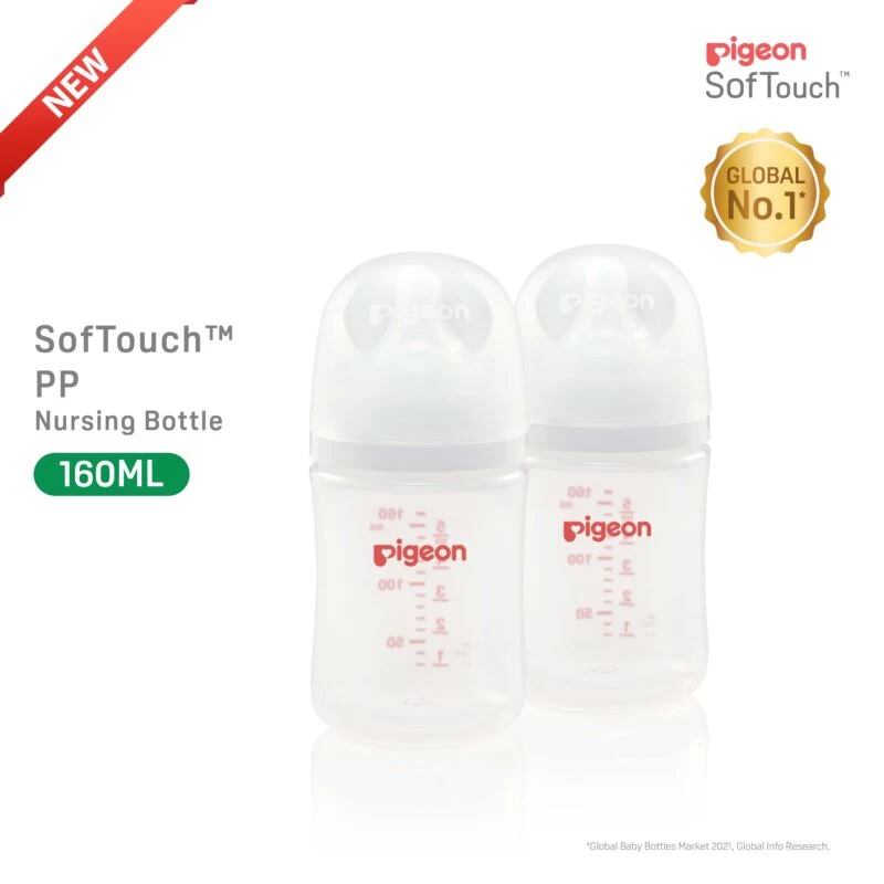 Pigeon SofTouchâ„¢ PP Nursing Bottle - Twin Pack 160ml