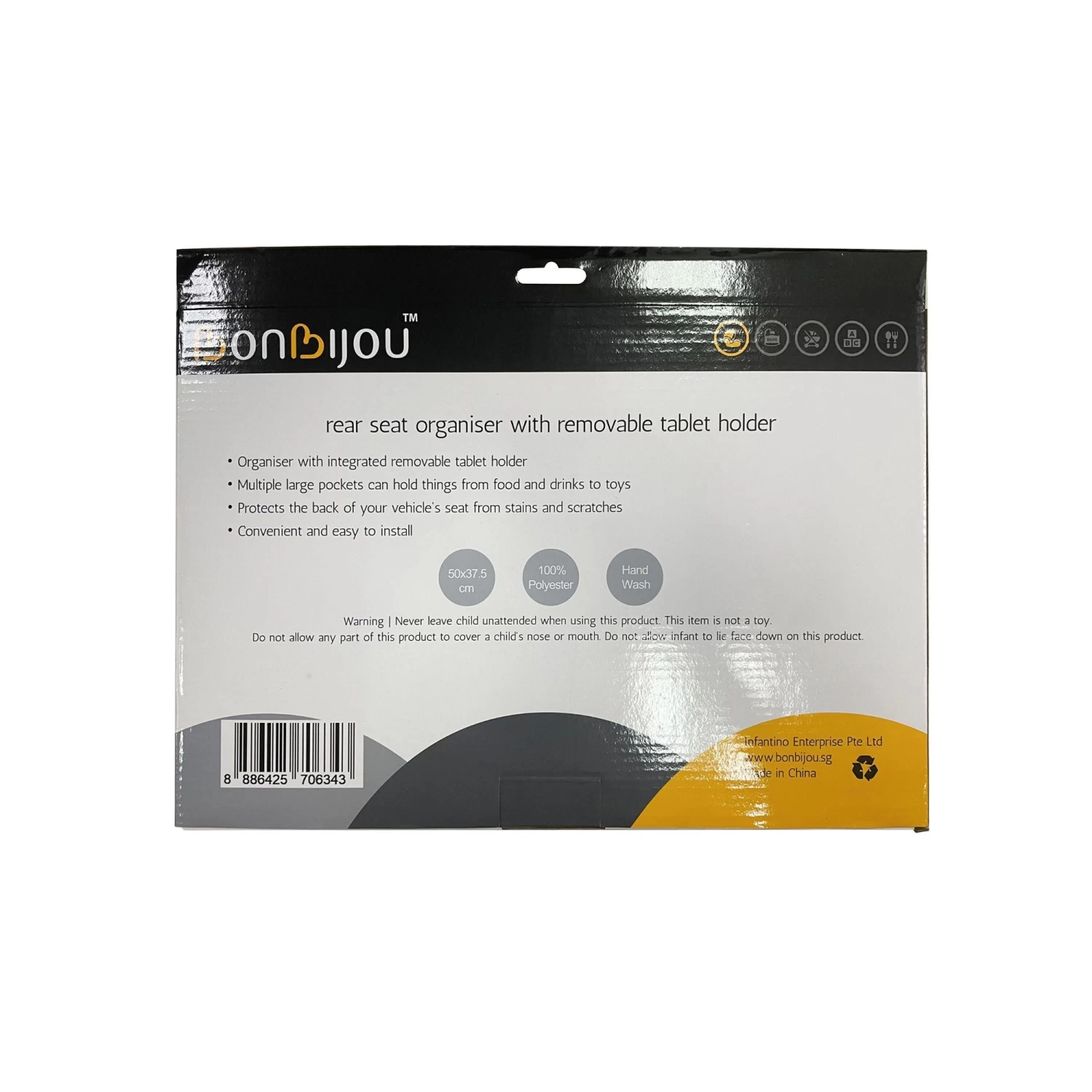 Bonbijou Rear Seat Organiser With Removable Tablet Holder - Image 6