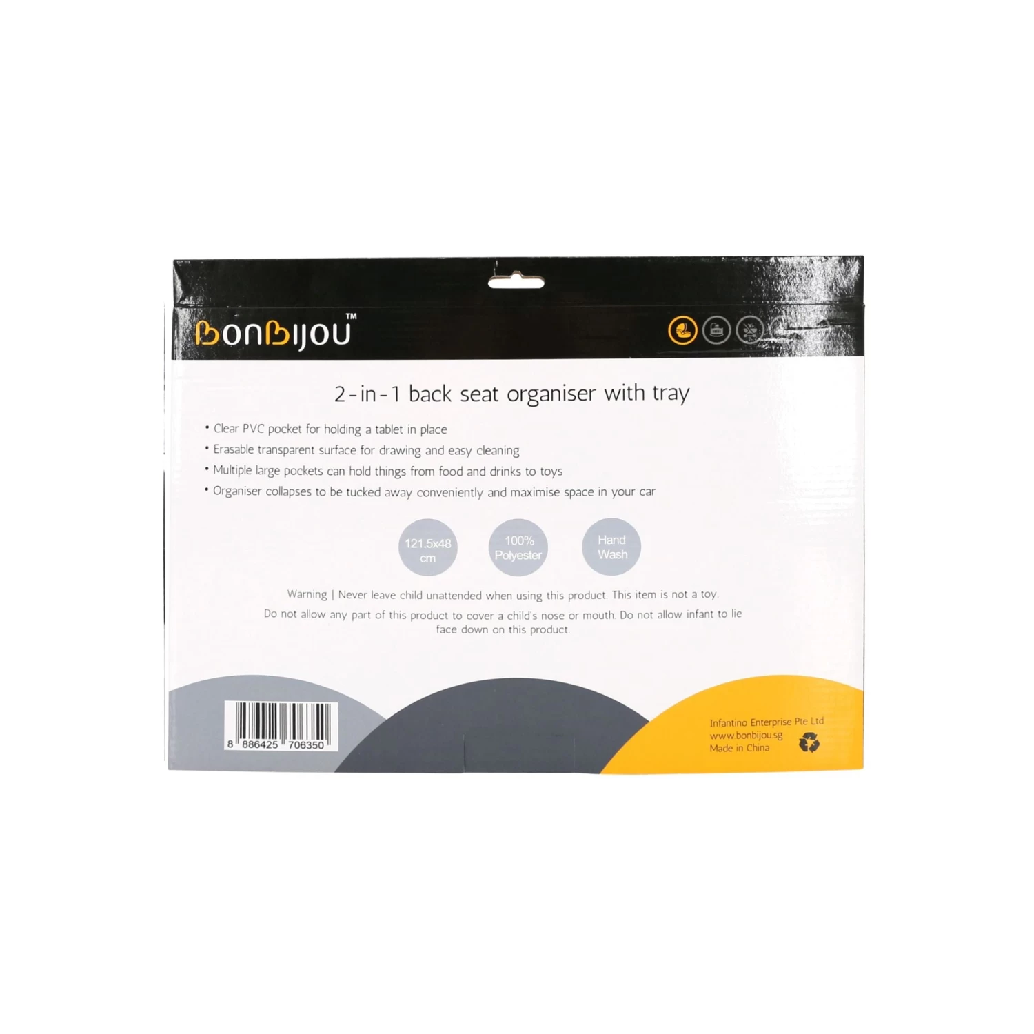 Bonbijou 2-In-1 Back Seat Organiser With Tray - Image 5