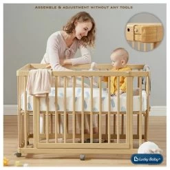 [Bundle] Lucky Baby Lettino Baby Cot & Allerfree Mattress - WHITE Only