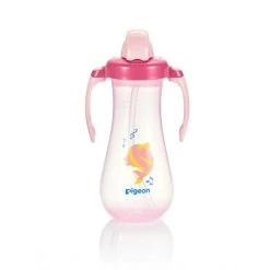Pigeon Tall Straw Bottle 9m+ (Pink) X2