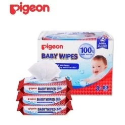 Pigeon Baby Wipes 100% Pure Water, 3 X 80 Sheets (Single Pack) X2