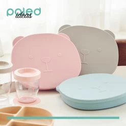 Poled Kid Silicone Suction Food Tray With Lid