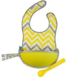 B.box Travel Bib W/ Baby Spoon (Mellow Lellow)