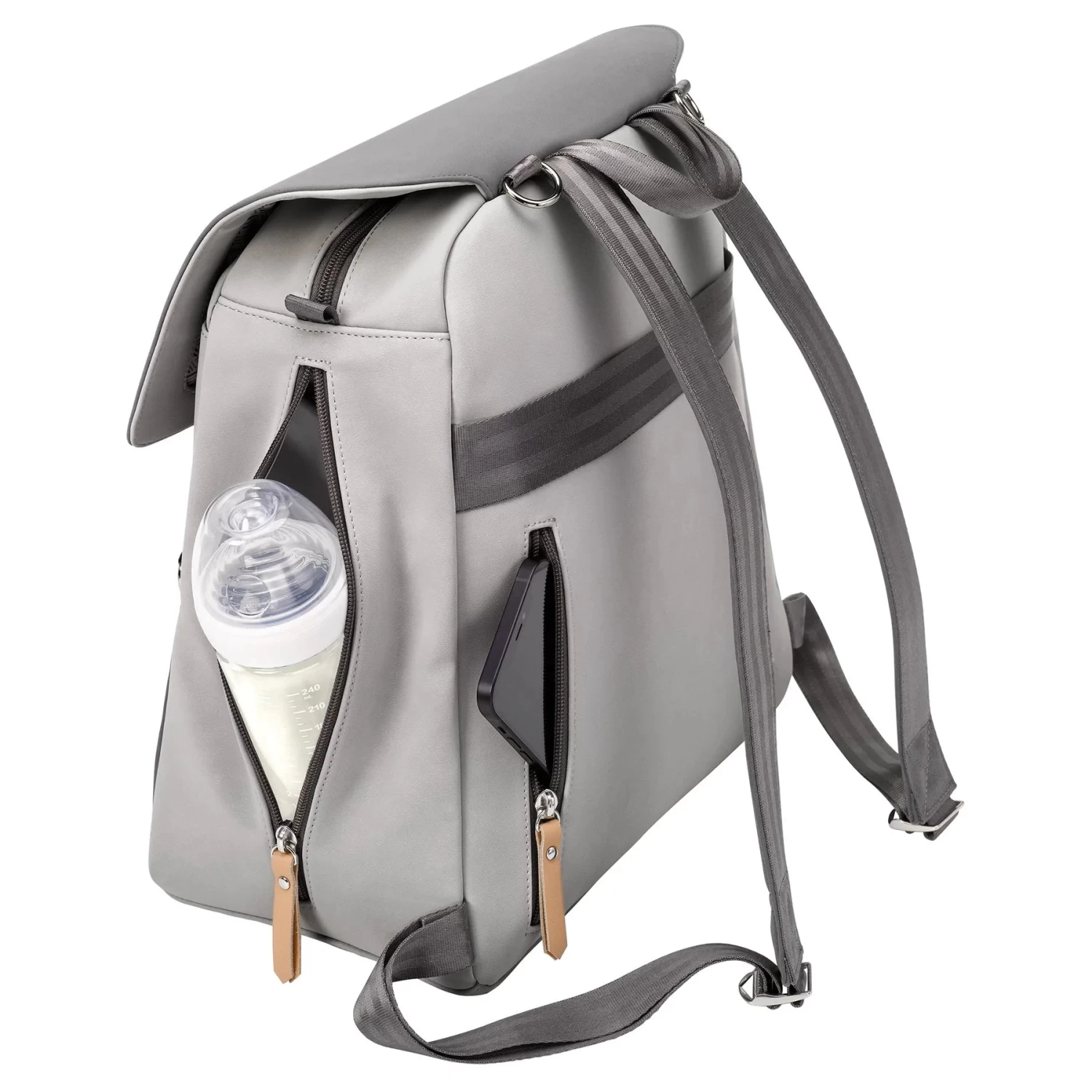 Petunia Pickle Bottom META Backpack - Grey Pearl Nubuck Leatherette - Image 5