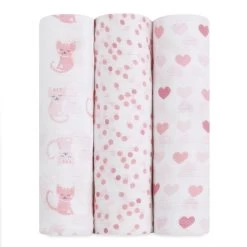 Ideal Baby By The Makers Of Aden + Anais Swaddles 3 Pack - Kitty Love