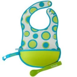 B.box Travel Bib W/ Baby Spoon (Retro Circles)