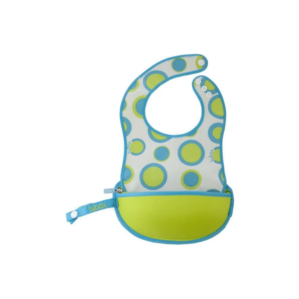 B.box Travel Bib W/ Baby Spoon (Retro Circles) - Image 2