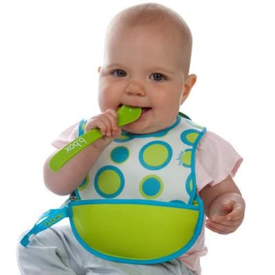 B.box Travel Bib W/ Baby Spoon (Retro Circles) - Image 9